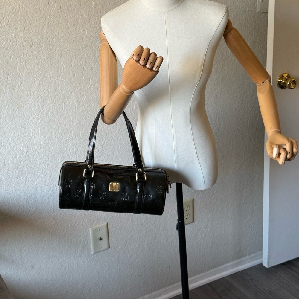 🤎MCM RARE PATENT LEATHER PAPILLON BAG/ DARK BROWN🤎 - Picture 13 of 13